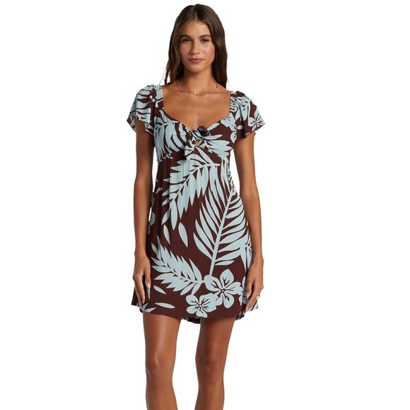 Roxy Oceanview Tie-Front Flutter-Sleeve Mini Dress - Picture 5 of 10